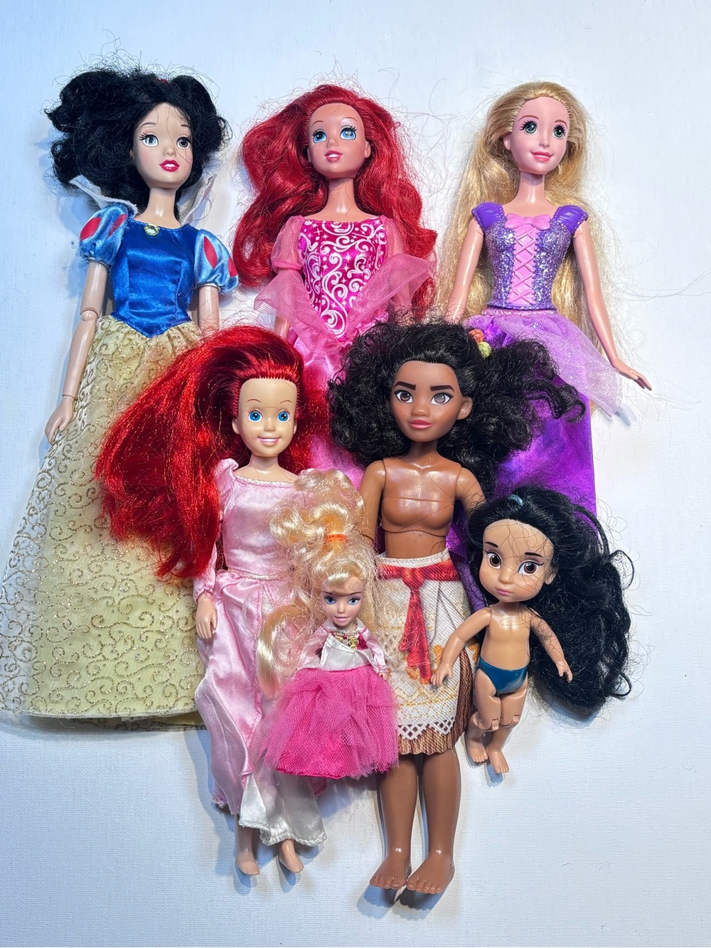 Disney Princess Doll Lot (7 Pieces) - Mixed Collection